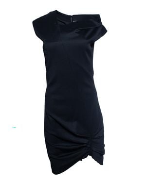Helmut Lang Asymmetric Off Shoulder Dress - Blue