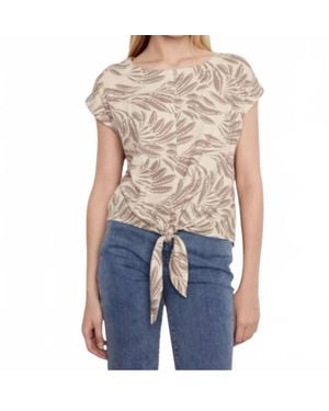 Charlie b Printed Linen Blend Tie-Front Blouse - Blue