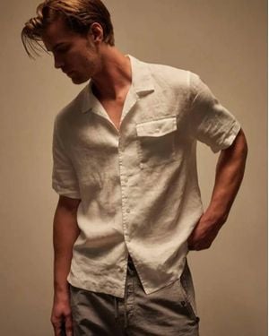 James Perse Linen Short Sleeve Pocket Shirt - Brown
