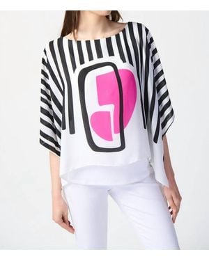 Joseph Ribkoff Adeline Abstract Print Georgette Poncho Top - Pink