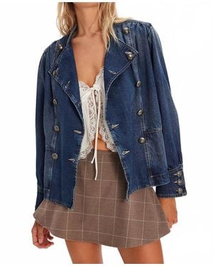 Free People Imogene Denim Officer Jacket - Blue