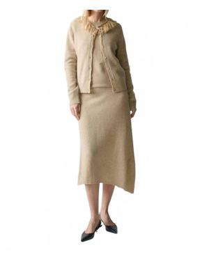Lingua Franca Brushed Wool A-Line Skirt - Natural