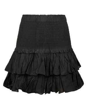Isabel Marant Mini Skirt With Smocked Waistband And Ruffled Layers - Black