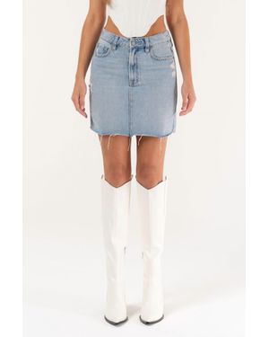 Hidden Jeans Grinded Denim Mini Skirt - Blue
