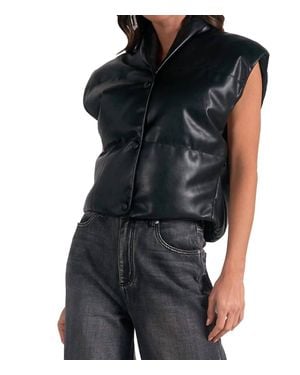 Elan Skye Faux Leather Vest - Black