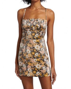 RUMER Paloma Floral Ruched Mini Dress - Metallic
