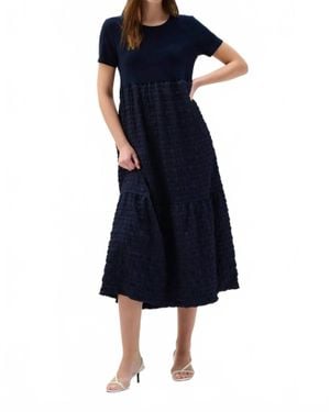 Joseph Ribkoff Bubble Jacquard Midi A-Line Dress - Blue