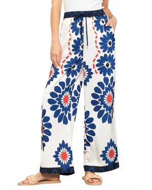 Skies Are Blue Floral Co-Ord Wide Leg Pants - Blue