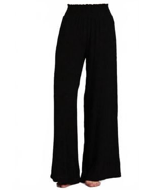 Chatoyant Embroidered Flower Palazzo Pants - Black