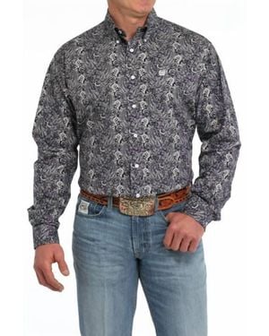 Cinch Paisley Print Classic Shirt - Gray