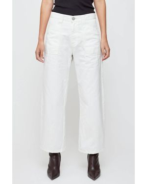Moussy Malba Gusset Cargo Straight Leg Pants - White