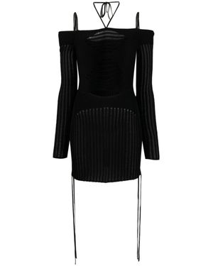 ANDREADAMO Ribbed-Knit Mini Dress - Black