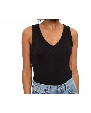 Michael Stars Maya V Neck Tank Top - Black