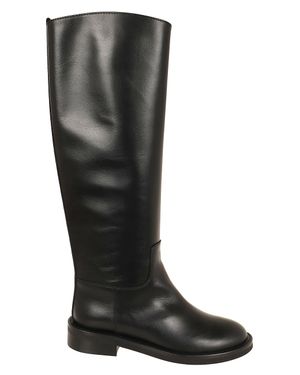 Via Roma 15 Stivale Alto 012 Leather Knee-High Boots - Black