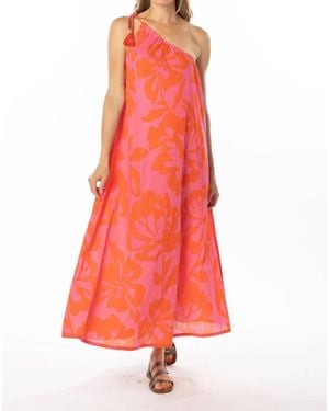 Bindu Lydia One Shoulder Maxi Dress - Red