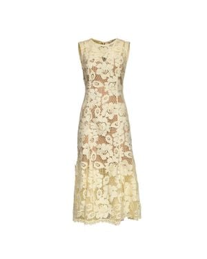 Self-Portrait Crochet Lace Flared Midi Dress - Metallic
