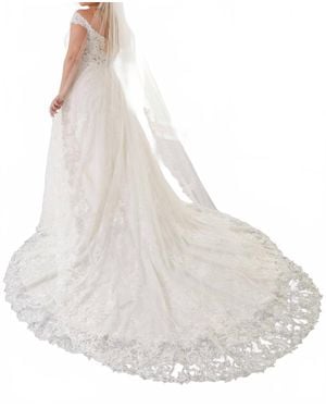 Mori Lee Edged With Lace Cathedral Length Wedding Veil - White