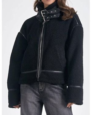 Elan Bomber Sherpa Jacket - Black