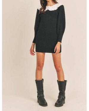Lush Annalise Bib Collar Sweater Dress - Black