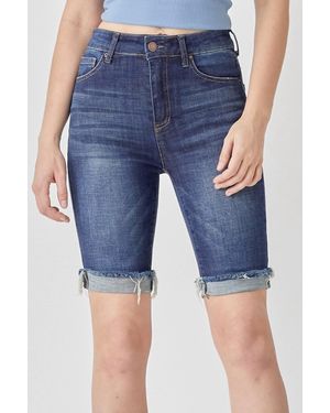 Risen Mid Rise Clean Cuffed Shorts - Blue
