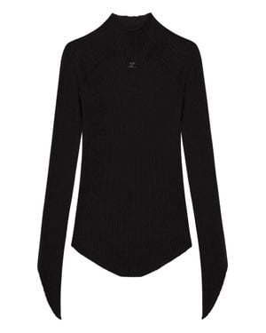 Courreges Ribbed Knit Top - Black