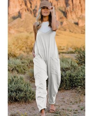 TRUEDAMES Pocketed Wide Strap Wide Leg Overalls - Green