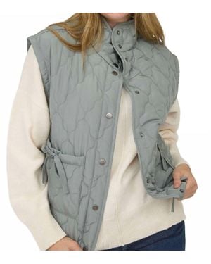 Blu Pepper Quilted Puffer Vest With Snaps - Gray