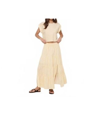 Wishlist Striped Top And Midi Skirt Set - Natural