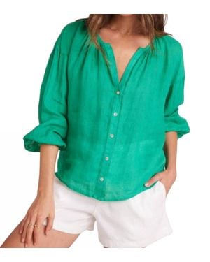 Bella Dahl Shirred Neck Blouse - Green