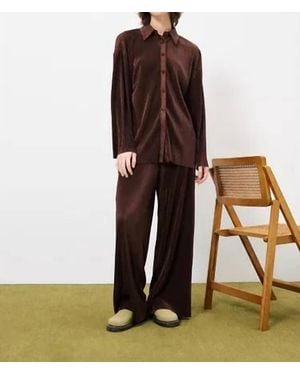 FRNCH High Waist Woven Pant - Brown