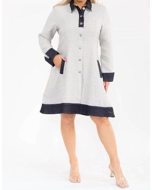 Karen T Design Plaid Coat Dress - White