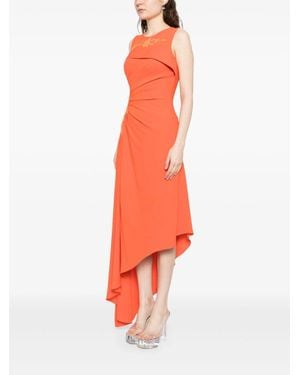 Saiid Kobeisy Crepe, High-Low Dress With Matching Embroidery - White
