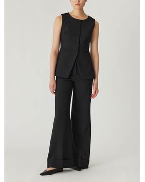 Rebecca Taylor Refined Suiting Button Front Vest - Black