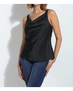 Veronica M Cowl Tank Tie Back - Black