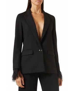 Marella Cecco Jacket With Feather Trim - Black