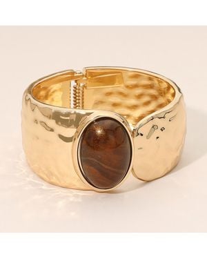 Fashnzfab Oversized Faceted Gem Beaded Stretch Evening Bracelet - Metallic