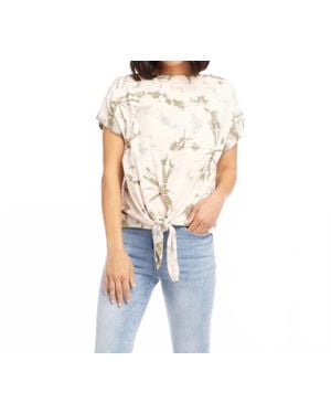 Karen Kane Penny Tie Dye Front-Tie Short Sleeve Top - Blue
