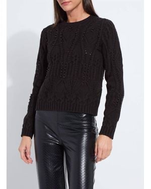 Lyssé Eliza Cozy Embellished Cable Sweater - Black