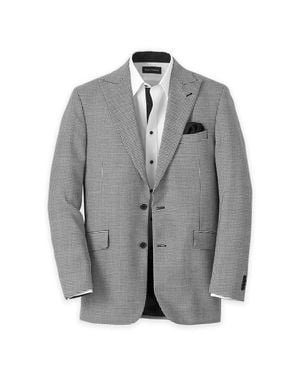 Paul Fredrick Wool Houndstooth Single Breasted Peak Lapel Sport Coat - Gray