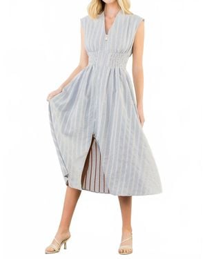 Thml Striped Floral Pattern Midi Dress - Gray