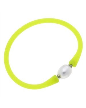 Canvas Style Bali Freshwater Pearl Silicone Bracelet - Green