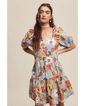 Listicle Floral Print Mini Dress - Multicolor