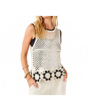 Karen Kane Crochet Flower Detail Sweater Tank - Multicolor