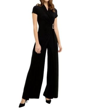 Joseph Ribkoff Buckle Wrap Front Jumpsuit - Black