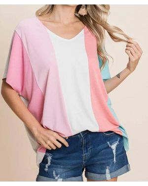 Emerald Collection Striped Color Block Tunic Top - Pink