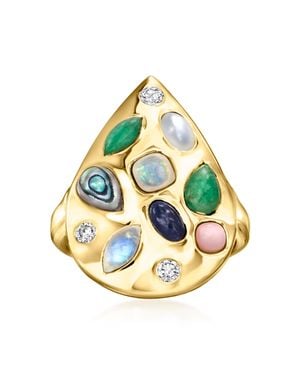 Ross-Simons Gemstone Teardrop Ring With Lab-Grown Diamonds - Metallic