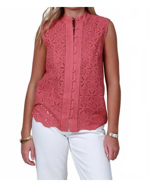 MOS The Label Sara Lace Sleeveless Blouse - Red