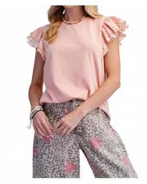 Easel Double Wing Short Sleeve Shirt - Pink