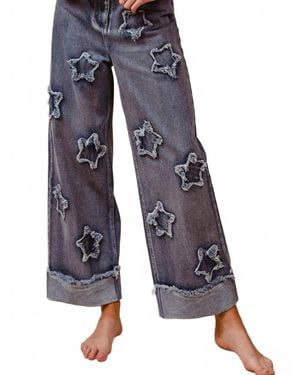 Bibi Star Patched Denim Pants - Blue