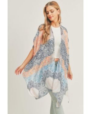 TRUEDAMES Allover Mixed Print Kimono - White